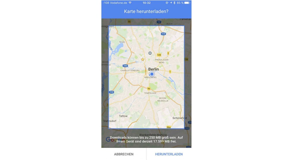 offlinekarten in google maps