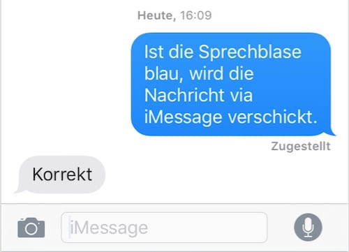 If the speech bubble is blue, the message is sent via iMessage.