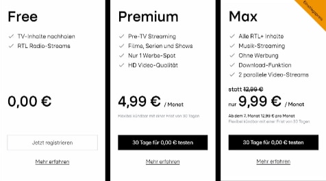 Ekran görüntüsü fiyatları RTL+ müzik
