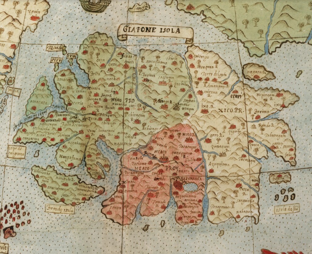 The map from 1587 shows that Europeans were not yet very familiar with Japan