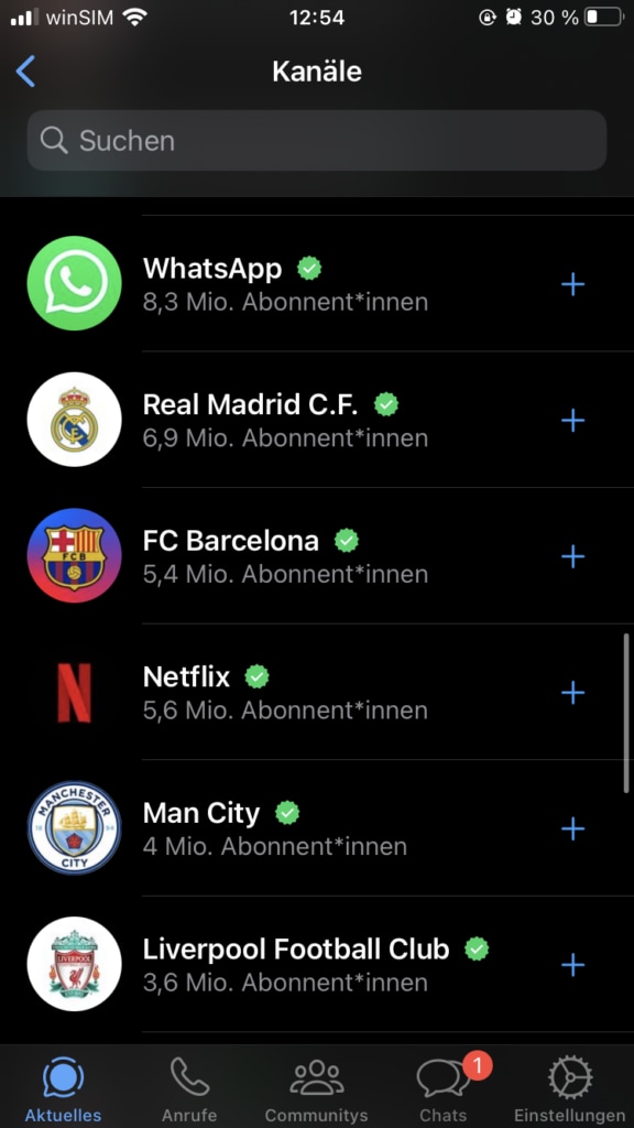 Agregar captura de pantalla de canales de WhatsApp